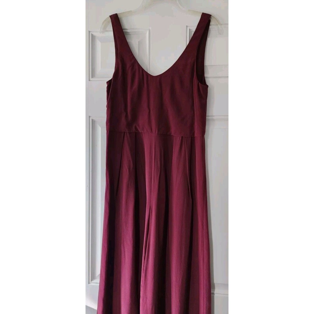 Christy Dawn Burgundy Sleeveless Silk Wide Leg Jumpsuit Size Small